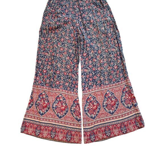 Spell and the Gypsy Pants Size Small Boho Wide Leg Rayon Blue‎ Red Pink - Picture 4 of 8